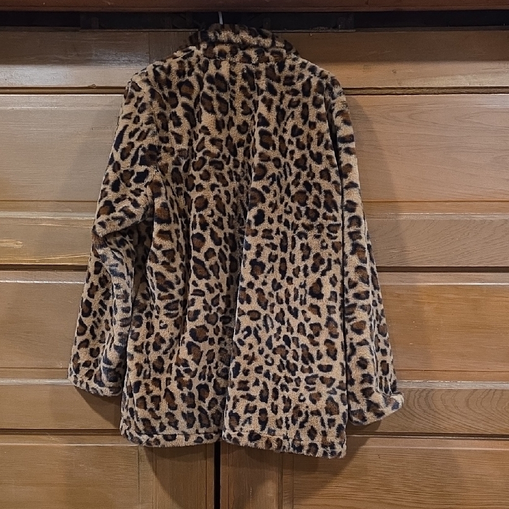Fashion Brand Company Leopard Print Faux Fur Peacoat - Brown & Black - Picture 9 of 10